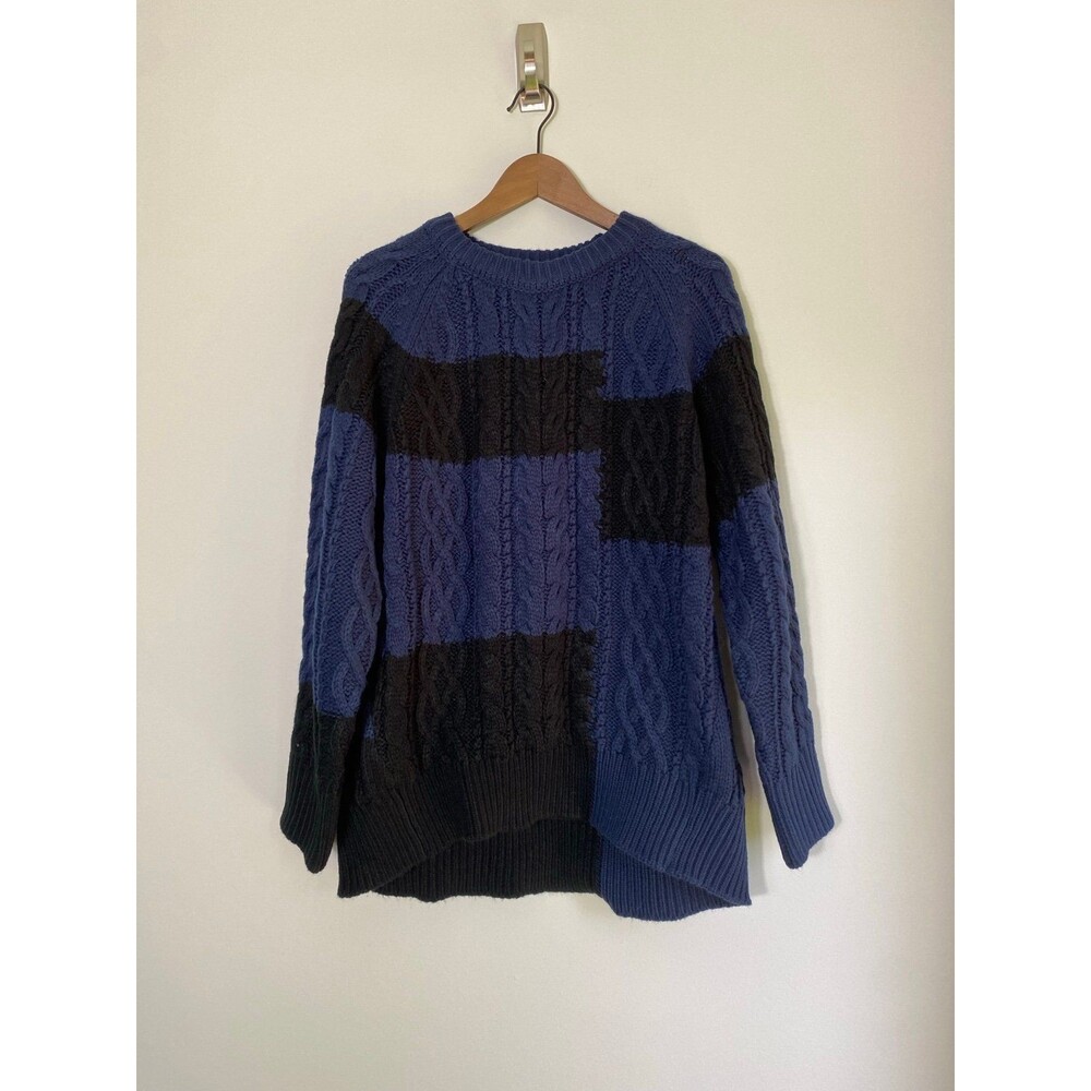 Tuckernuck Colorblock Cable Knit Sweater Blue Black Size M